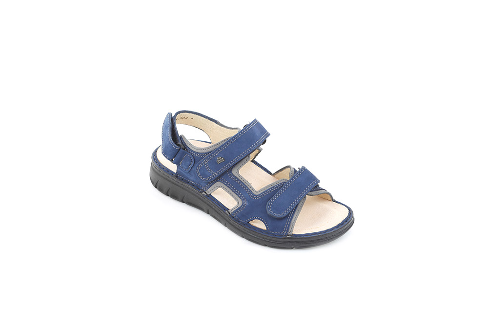 Sandale, Farbe blau, Leder, breite Füße, Finn Comfort, weiches Fußbett