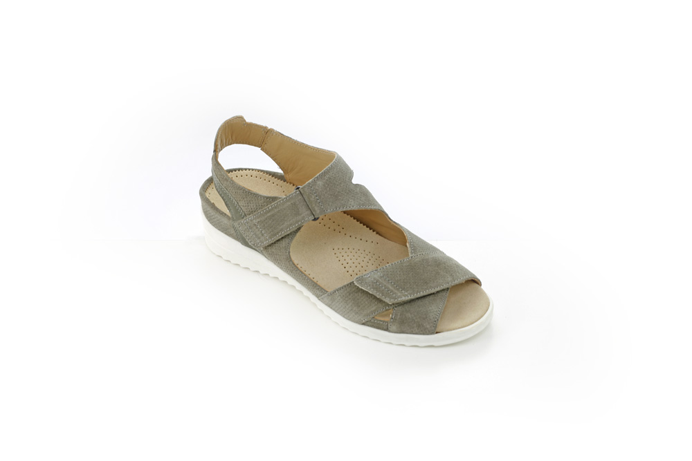 Sandale, Damen, Farbe grün aluminium, Weite D, Durea, leichter Keilabsatz, weiches Fußbett