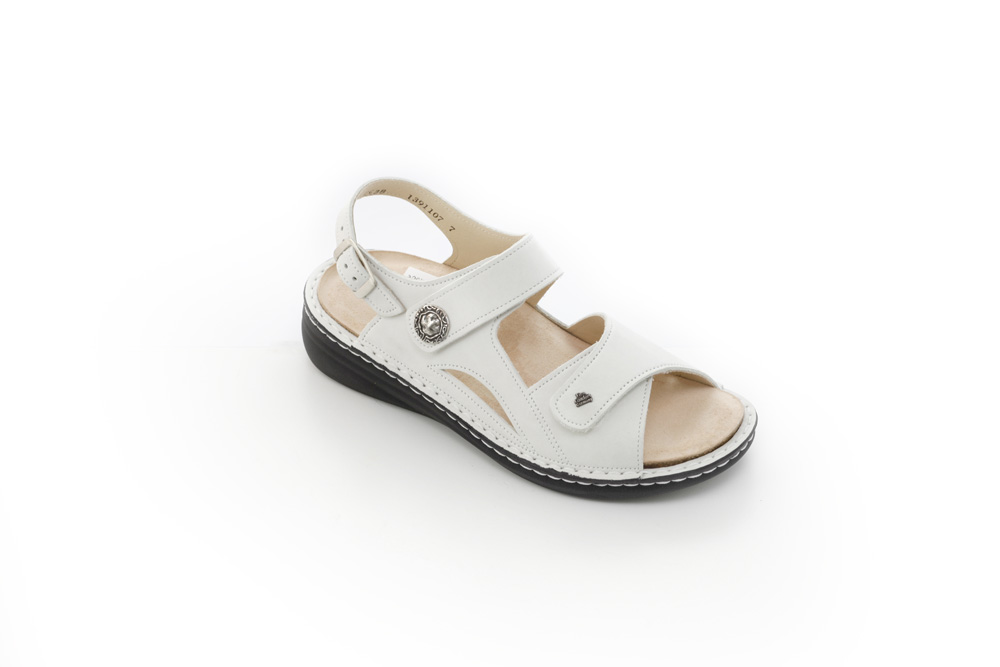 Sandale, Damen, Farbe weiß, breite Füße, Finn Comfort, weiches Fußbett
